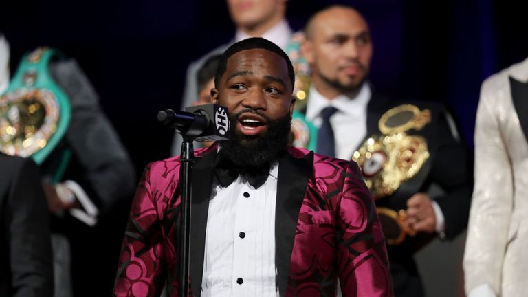 Adrien Broner addresses the media during the 2018 Showtime Championship Boxing Event at Cipriani 42nd Street on January 24, 2018 in New York City.  (Photo by Abbie Parr/Getty Images)