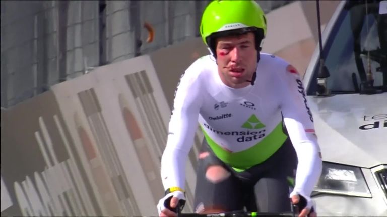 Mark Cavendish suffered facial injuries in his crash