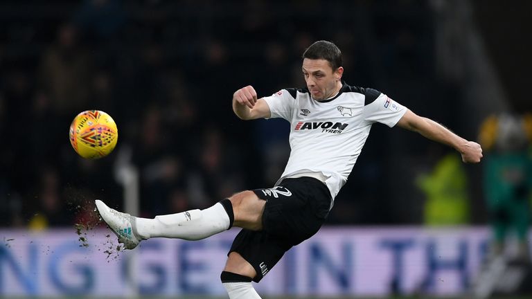 during the Sky Bet Championship match between Derby County and Leeds United at iPro Stadium on February 21, 2018 in Derby, England.
