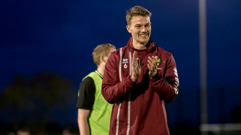 Norwich City defender Christoph Zimmermann at a training session for Proud Canaries FC