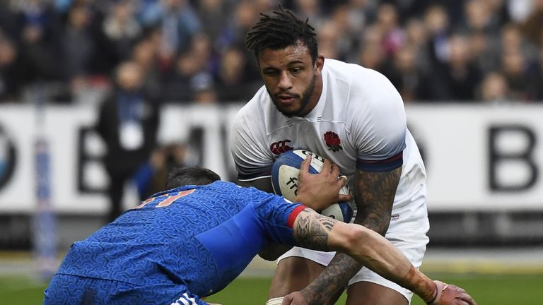 Courtney Lawes carries into contact for England