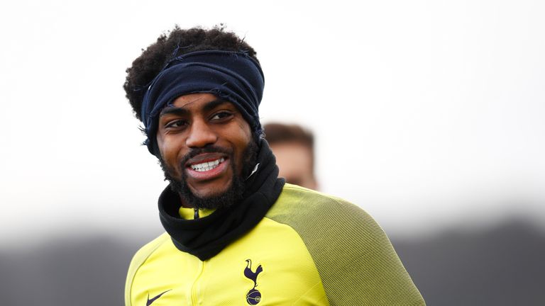 Danny Rose during a Tottenham Hotspur training session on the eve of their UEFA Champions League match against Juventus