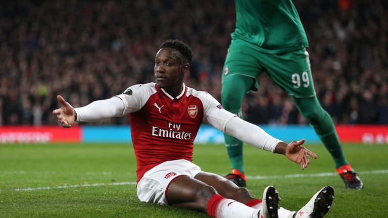 Arsenal's Danny Welbeck appeals for a penalty during the UEFA Europa League round of 16, second leg match at the Emirates Stadium, London.