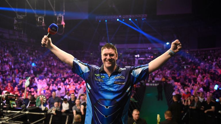 Unibet Premier League game at The SSE Arena in Belfast between Daryl Gurney and Rob Cross