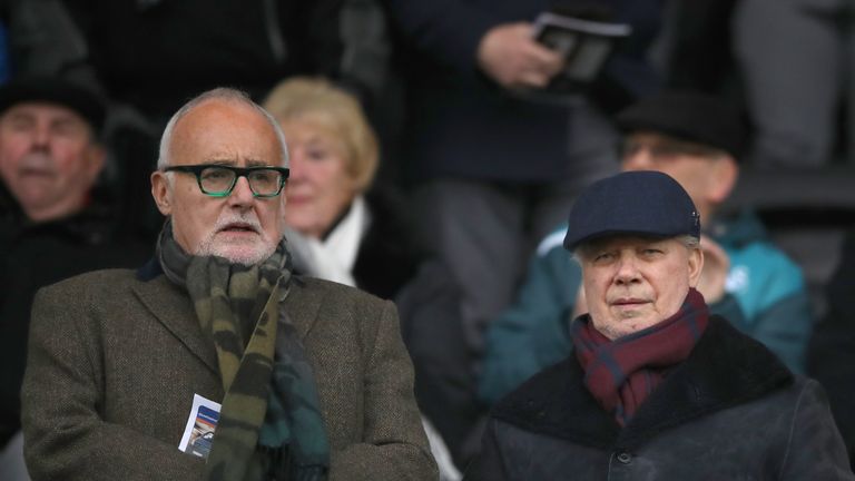 West Ham co-owner David Gold watches on from the stands as they lose 4-1 away to Swansea City