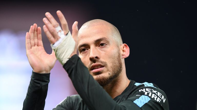 David Silva reacts after Manchester City beat Stoke