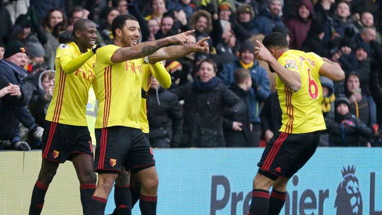 during the Premier League match between Watford and West Bromwich Albion at Vicarage Road on March 3, 2018 in Watford, England.