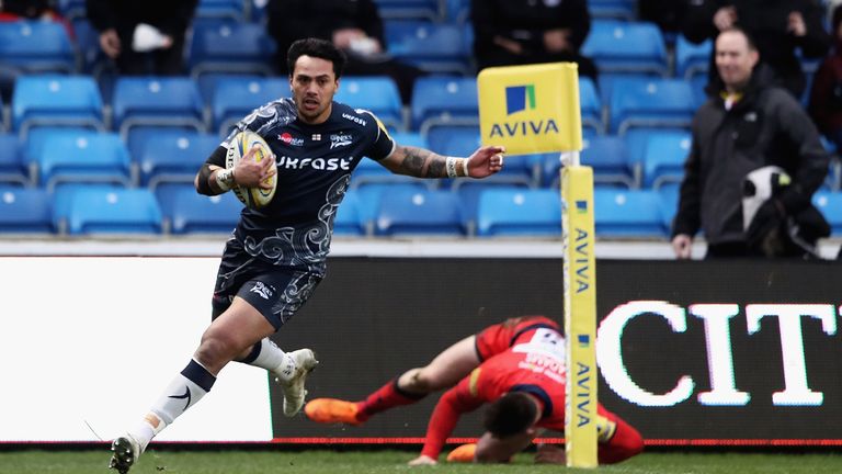 Denny Solomon aduring the Aviva Premiership match between Sale Sharks and Worcester Warriors at AJ Bell Stadium on March 24, 2018 in Salford, England.