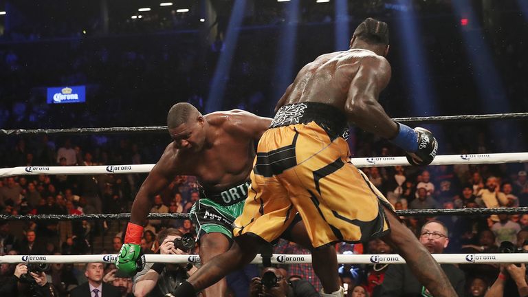 Deontay Wilder punches Luis Ortiz during their WBC Heavyweight Championship fight at Barclays Center on March 3, 2018 in the Brooklyn Borough of New York City.