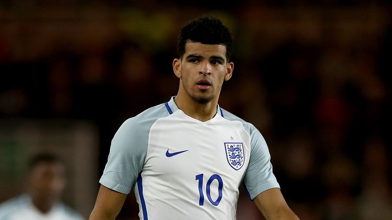 MIDDLESBROUGH, ENGLAND - OCTOBER 06:  Dominic Solanke of England U21 during the UEFA European Under 21 Championship Group 4 Qualifier between England and Scotland at Riverside Stadium on October 6, 2017 in Middlesbrough, England. (Photo by Nigel Roddis/Getty Images)                            