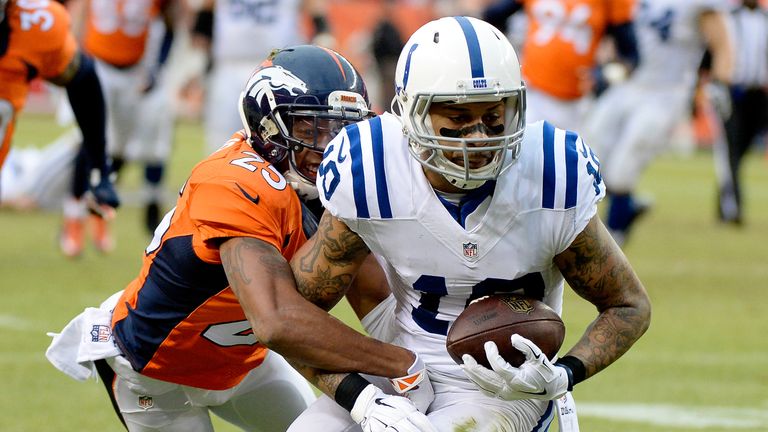 during a 2015 AFC Divisional Playoff game at Sports Authority Field at Mile High on January 11, 2015 in Denver, Colorado.