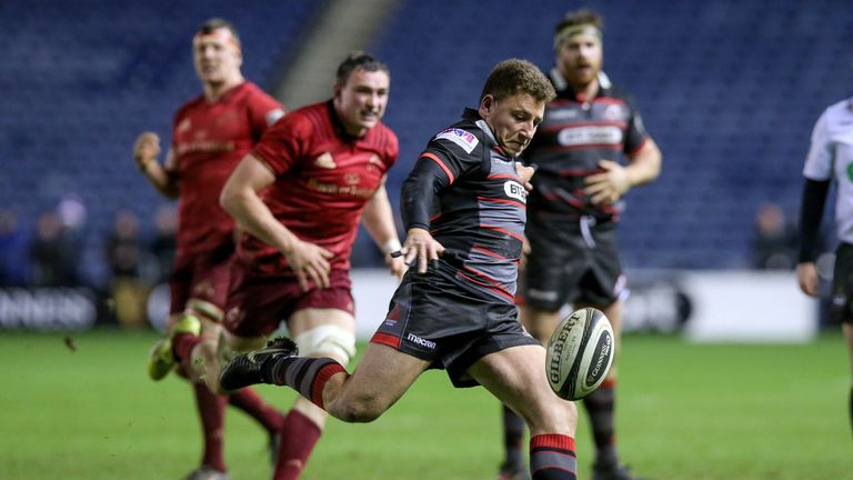 Duncan Weir kicks the ball into touch to win the game