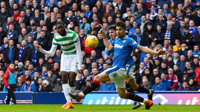 Odsonne Edouard scores Celtic's third goal against Rangers