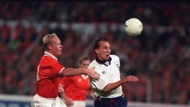 Ronald Koeman fouls David Platt during Holland's World Cup qualifier against England in 1993