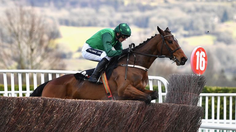 Footpad ridden by Ruby Walsh jumps the last on it's way to victory in the Racing Post Arkle Challenge Trophy Novices' Chase on Champion Day of the Cheltenham Festival at Cheltenham Racecourse on March 13, 2018