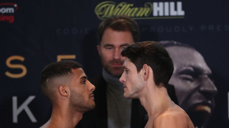 RISE AGAIN  PROMOTION.WEIGH IN,.MILLENIUM GALLERY.SHEFFIELD.PIC;LAWRENCE LUSTIG.WBC INTERNATIONAL SUPER-BANTAMWEIGHT TITLE .GAVIN McDONNELL AND GAMAL YAFAI WEIGH IN FOR THEIR FIGHT ON EDDIE HEARNS PROMOTION AT SHEFFIELDS FLYDSA ARENA TOMORROW(3-3-18)