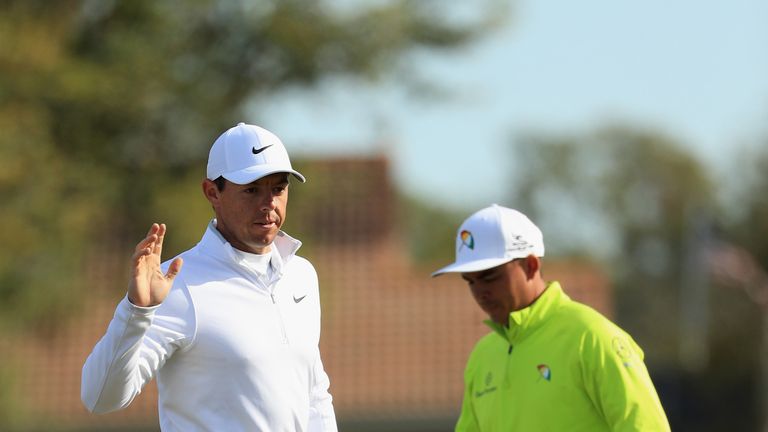Rory McIlroy and Rickie Fowler during the second round at the Arnold Palmer Invitational Presented By MasterCard at Bay Hill Club and Lodge on March 16, 2018 in Orlando, Florida.