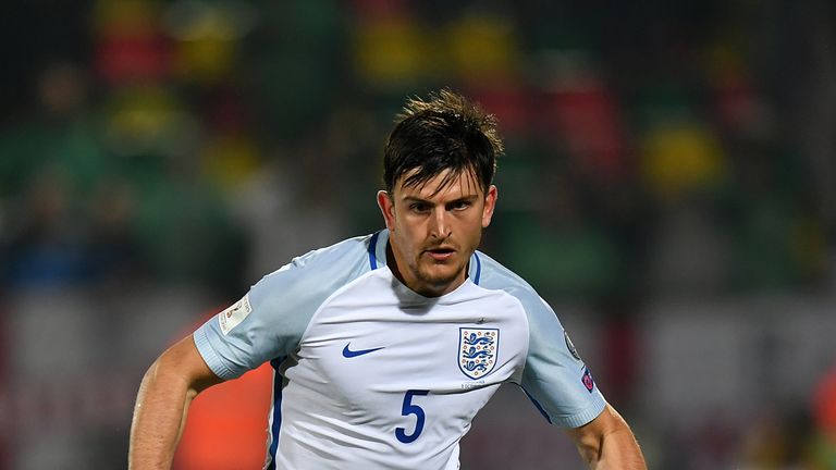 Harry Maguire in action for England against Lithuania