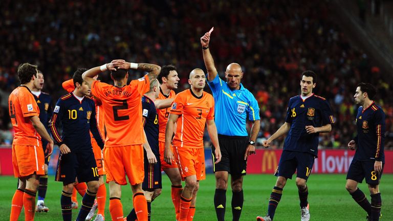 during the 2010 FIFA World Cup South Africa Final match between Netherlands and Spain at Soccer City Stadium on July 11, 2010 in Johannesburg, South Africa.