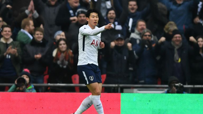 during the Premier League match between Tottenham Hotspur and Huddersfield Town at Wembley Stadium on March 3, 2018 in London, England.