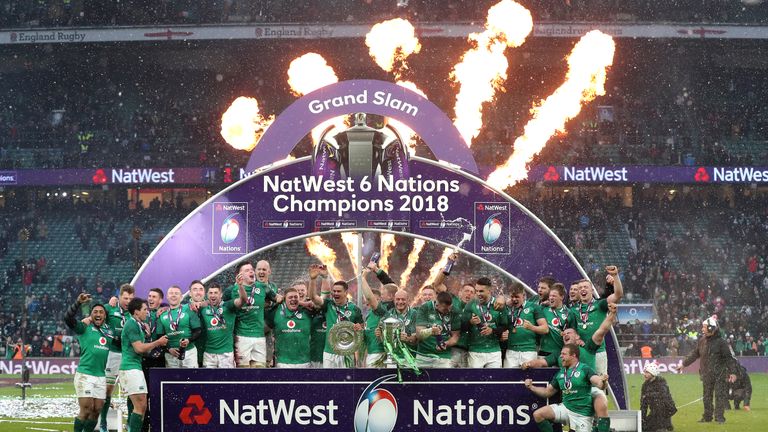 Ireland celebrate their 2018 Grand Slam Six Nations Championship