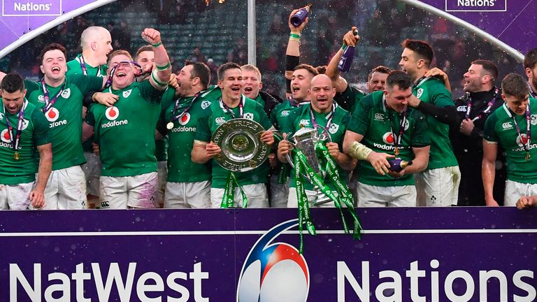 Ireland celebrate after completing the Six Nations Grand Slam
