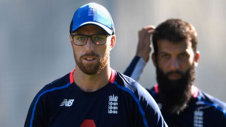 Spinners Jack Leach and Moeen Ali practice in the nets in Christchurch