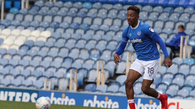 during the Checkatrade Trophy match between Portsmouth and Northampton Town at Fratton Park on December 2, 2017 in Portsmouth, England.