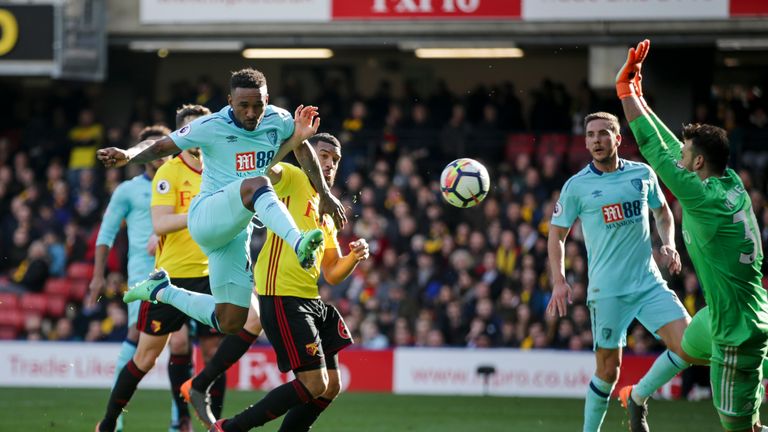 Jermaine Defoe scores a late equaliser for Bournemouth at Vicarage Road