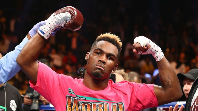 NEW YORK, NY - OCTOBER 14:  Jermell Charlo celebrates his first round knockout against Erickson Lubin during their WBC Junior Middleweight Title bout at Barclays Center of Brooklyn on October 14, 2017 in New York City.