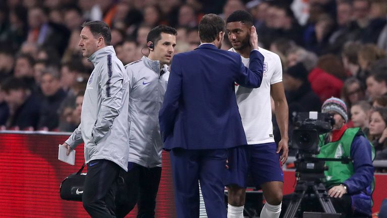 Joe Gomez was injured 10 minutes into his third England appearance