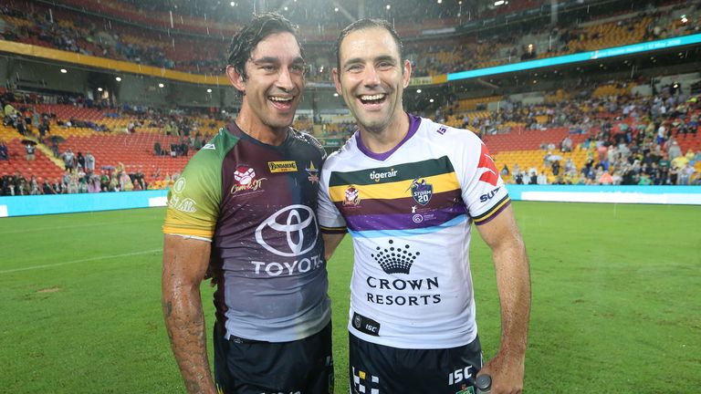 Johnathan Thurston (L) and  Cameron Smith ready to lock horns again in 2018