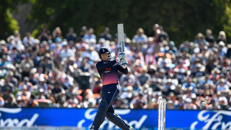 during the 5th ODI between New Zealand and England at Hagley Oval on March 10, 2018 in Christchurch, New Zealand.