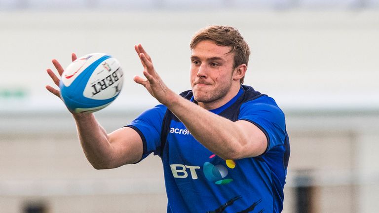 Scotland's Jonny Gray in training ahead of Italy v Scotland in Six Nations 2018