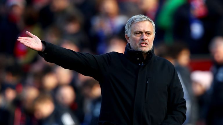 Mourinho during the Premier League match between Manchester United and Chelsea at Old Trafford on February 25, 2018 