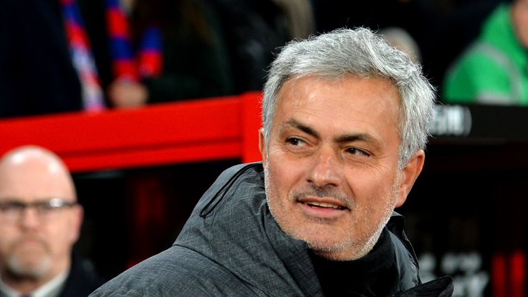 Jose Mourinho during the Premier League match between Crystal Palace and Manchester United at Selhurst Park on March 5, 2018 in London, England.