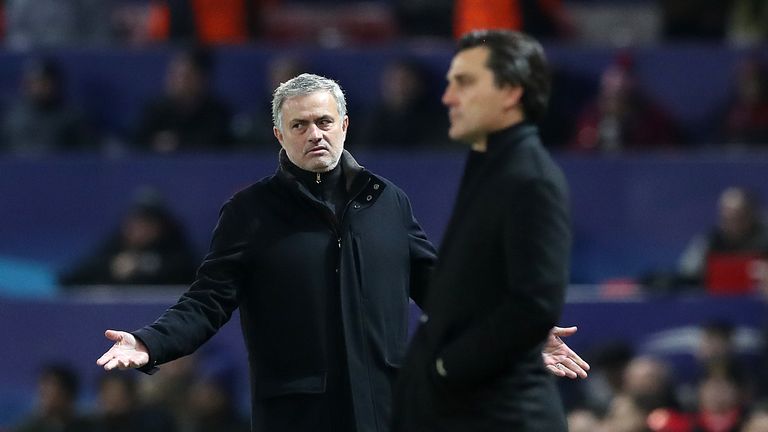 Manchester United manager Jose Mourinho on the touchline during the UEFA Champions League round of 16, second leg match at Old Trafford, Manchester. PRESS ASSOCIATION Photo. Picture date: Tuesday March 13, 2018. See PA story SOCCER Man Utd. Photo credit should read: Martin Rickett/PA Wire