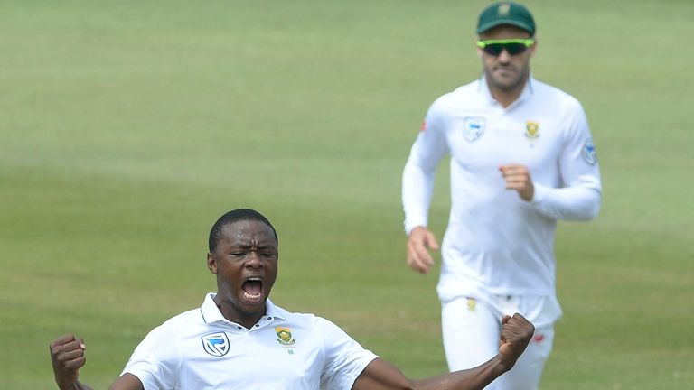 DURBAN, SOUTH AFRICA - MARCH 02: Kagiso Rabada of the Proteas celebrates the wicket of Tim Paine of Australia during day 2 of the 1st Sunfoil Test match between South Africa and Australia at Sahara Stadium Kingsmead on March 02, 2018 in Durban, South Africa. (Photo by Lee Warren/Gallo Images)