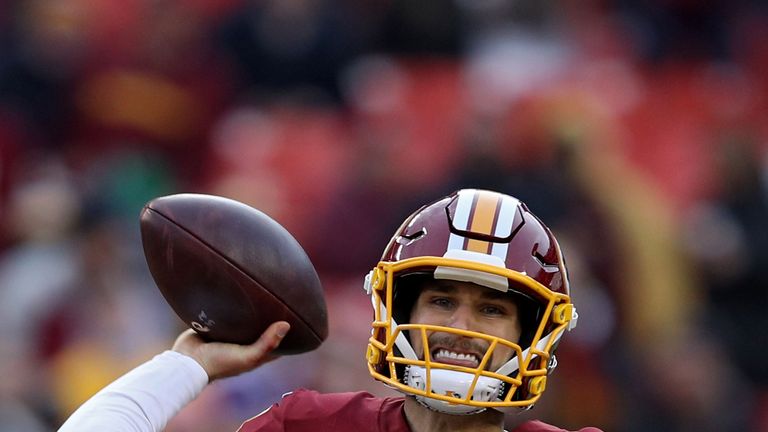 Quarterback Kirk Cousins #8 of the Washington Redskins looks to pass against the Minnesota Vikings during the second half at FedExField on November 12, 2017