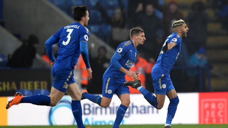 during the Premier League match between Leicester City and AFC Bournemouth at The King Power Stadium on March 3, 2018 in Leicester, England.