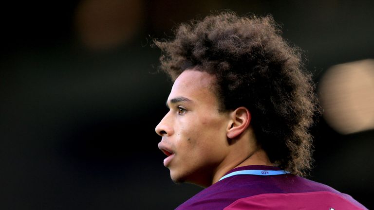 Manchester City's Leroy Sane during the Premier League match against Everton at Goodison Park