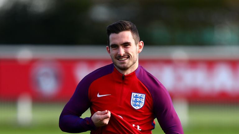 Lewis Cook during an England training session ahead of the International Friendly match between England and Brazil on November 13, 2017 in Enfield, England.