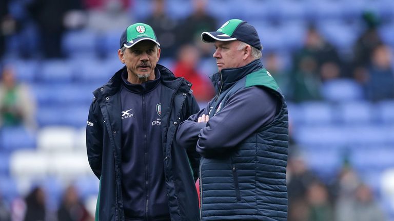 London Irish Technical Consultant Declan Kidney (R) and London Irish Head Coach Les Kiss (L)