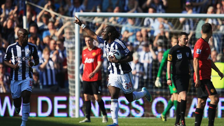 during the Barclays Premier League match between West Bromwich Albion and Manchester United at The Hawthorns on May 19, 2013 in West Bromwich, England.