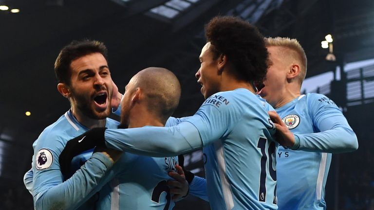 Bernardo Silva celebrates his opener for Manchester City against Chelsea