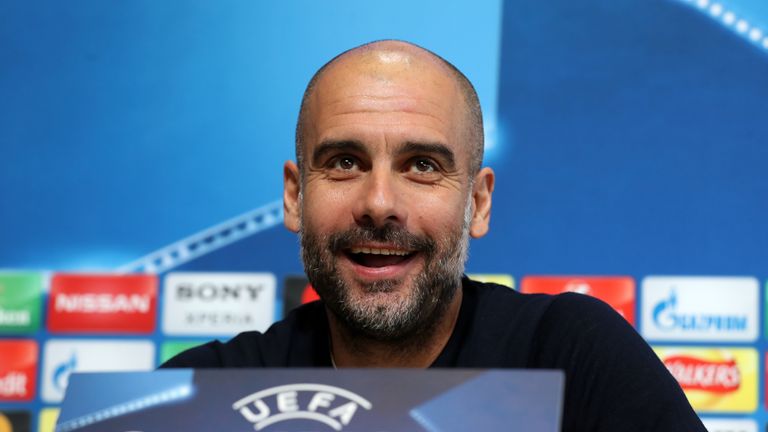 Manchester City manager Pep Guardiola during a press conference at the City Football Academy