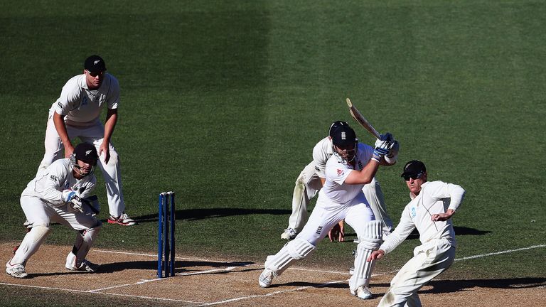 Prior drives for four on his way to a match-salvaging century