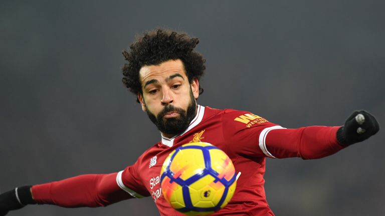 Liverpool's Mohamed Salah in action during the Premier League match against Newcastle at Anfield