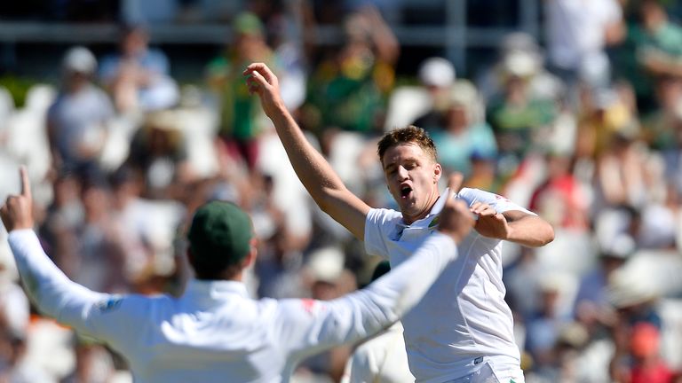 Morne Morkel celebrates his 400th Test wicket for South Africa