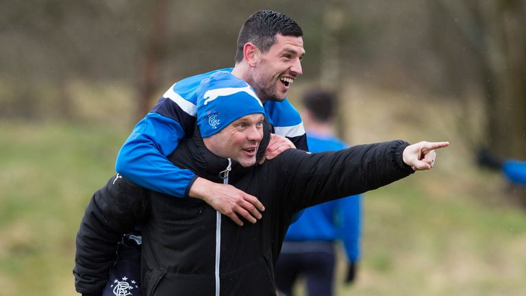 Rangers manager Graeme Murty with Graham Dorrans.